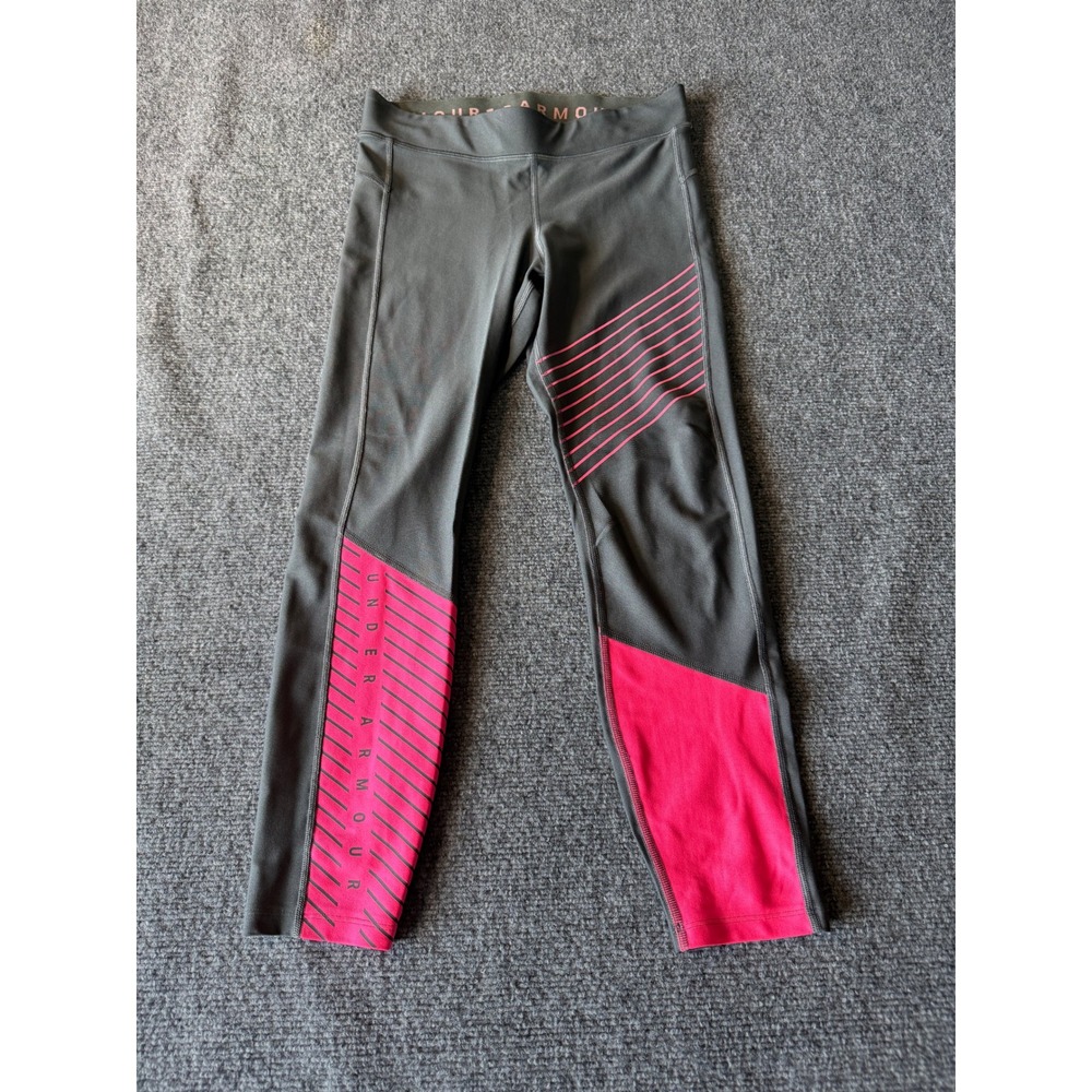 Under Armour HeatGear Compression Leggings Gray Pink Womens Medium MD 1629
